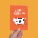 Merry Chris-Moo, Holiday Christma Funny Cow Greeting Card