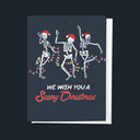 Wish You A Scary Christmas Dancing Skeletons Holiday Greeting Card