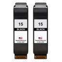 U.S. Remanufactured for HP 15 (C6615DN) Black Ink Cartridges Twin Pack