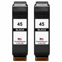 U.S. Remanufactured for HP 45 (51645A) Black Twin Pack Ink Cartridges