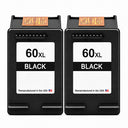 U.S. Remanufactured for HP 60XL (CC641WN) Black Ink Cartridges Twin Pack