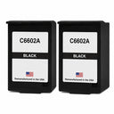 U.S. Remanufactured for HP C6602A Black Ink Cartridge Twin Pack