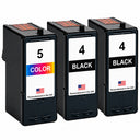 U.S. Remanufactured for Lexmark #4 2 Black / #5 1 Color Ink Cartridges 3-Pack