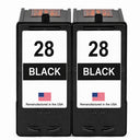 U.S. Remanufactured for Lexmark #28 18C1428 Black Ink Cartridge Twin Pack