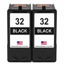 U.S. Remanufactured for Lexmark #32 18C0032 Black Ink Cartridge Twin Pack