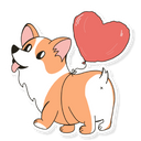Corgi Floating On A Balloon | Illustrated Cute Vinyl Sticker