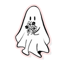 Ghost Holding a Bouquet of Flowers Cute Love Vinyl Sticker