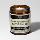 Malicious Women Co. Touch My Scissors And I'll Cut You 9 oz Soy Wax Candle Aromatherapy Stress Relief Funny Gift Amber Jar, USA, Multiple Scents