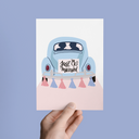 Just Married Beetle, Wedding Congratulations Newlywed Greeting Card
