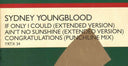 Sydney Youngblood - If Only I Could / Ain't No Sunshine / Congratulations | Very Good (VG) Good Plus (G+)