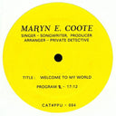 Maryn E. Coote - Welcome To My World | Mint (M) Mint (M)