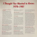 I Thought You Wanted To Know 1978-1981 | Mint (M) Mint (M)