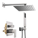 Aquaterior Shower Faucet Set with Handheld 10" Square Shower Head